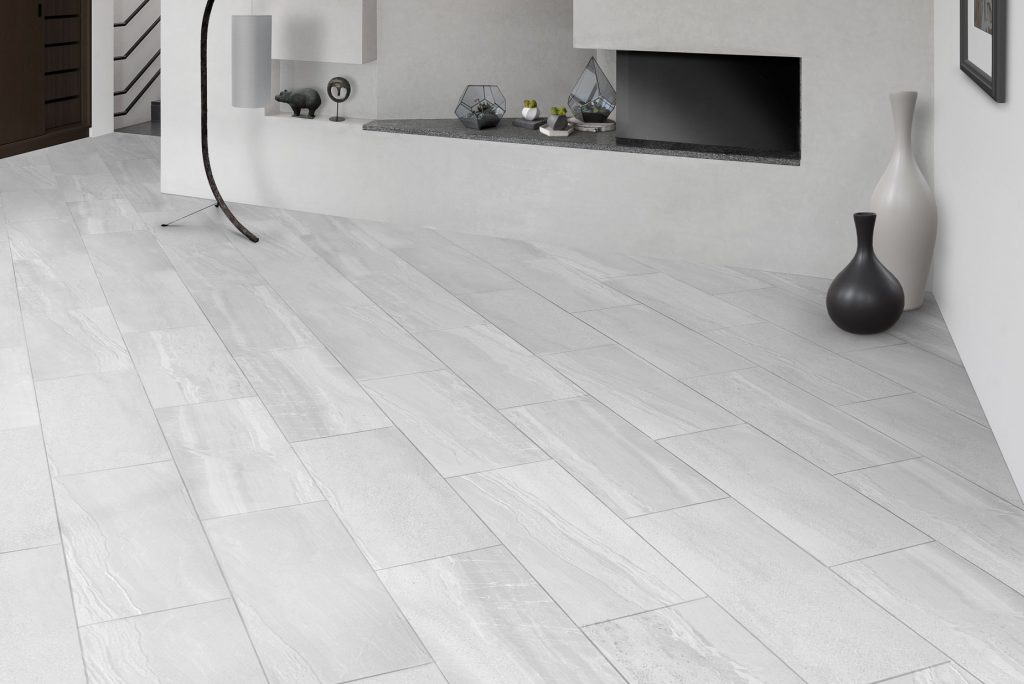 Modern living room with stylish Italian Porcelain tile