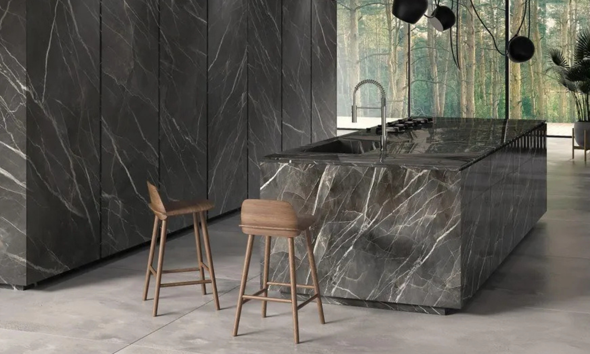 Diamond Calacatta Black Slab