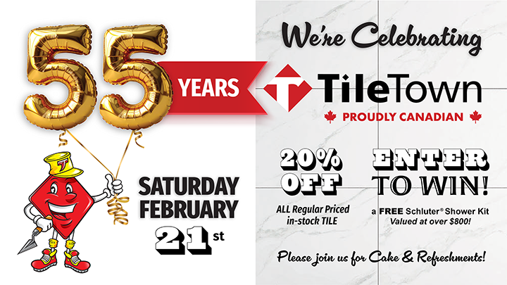 Birthday Sale! Come celebrate this Saturday with 20% in-stock tiles + prizes! 